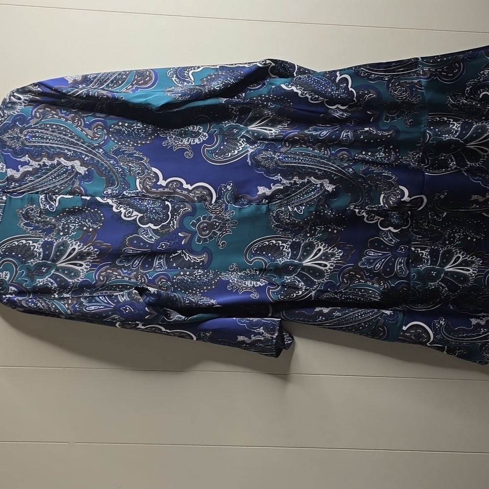 Ming Wang Paisley Print Crepe de Chine Dress XL - Picture 13 of 14